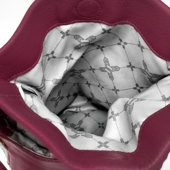 Aimee Kestenberg Double Entry Leather Bali Hobo Crossbody Shoulder Bag - Magenta - Picture 3 of 9